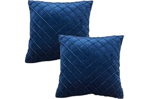 GONOVE Velvet Cushion Covers 45X45cm Soft Decorative Navy Blue Throw Pillow Cases Pack of 2 Square Pillow Covers Pillowcases with Invisible Zipper for Home Couch Sofa Bed