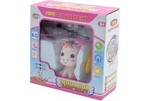 Kögler 54517 - Mini Flyer licorne avec télécommande et câble USB, licorne volante avec effet de lumière LED et hélice, à commande manuelle, fille de 6 ans et plus