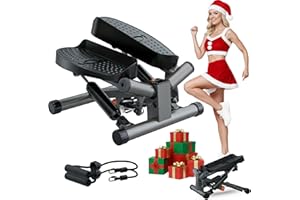 Niceday Mini Stepper Exercise Machine, Steppers with Resistance Bands, Step Machine Exerciser for Home, Up-Down Stepper with LCD Monitor, Space Saving, Non-Slip Pedal, Legs Arms and Full Body Training