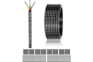 ENERJOUR 22 AWG 3×0.3mm² 3 Core 12V 24V Electrical Wire 100FT/30M, 22 Gauge 3 Conductor Wire Cable Stranded Tinned Copper PVC 22/3 Wires for LED Strips Lighting, Outdoor Cable, Automotive, CE Listed
