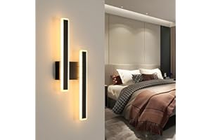 Comely Applique Murale Intérieure LED, 32W 3600LM Lampe Murale Design Moderne, Noir Acrylique Luminaire Mural Interieur 3000K Lumière Blanche Chaude pour Chambre Salon Couloir Escalier