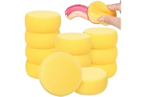 HEALLILY 12Pcs Rotondo Sintetico Acquerello Artista Spugne Rotondo Spugne Giallo Pittura Spugne per Arte E Artigianato di Ceramica Argilla Ceramica di Pulizia da Parete