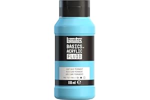 Liquitex Basics Fluid - Pintura acrílica de consistencia fluida, secado rápido, resistente a la luz, impermeable, acabado satinado permanente, bote 118 ml, azul claro permanente