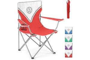 BRISA Volkswagen VW Folding Camping Chair Lightweight Portable - Heavy Duty With Cup Holder Campervan Accessories - Gifts For Camper Van Owners
