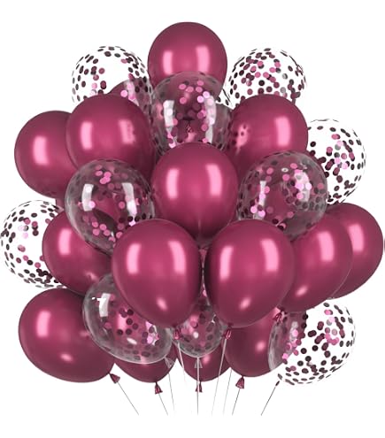 50 Mini-Metallic-Ballons In Bordeaux/Weinrot, Ca. 13 Cm Durchmesser – Für Deko, Nicht Für Ballongas Geeignet