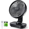 OCOOPA USB Desk Fan, 4000mAh Rechargeable Battery Operated Table, 4 Speeds 5 Inch Mini Portable, Strong Airflow Quiet Operation, Easy to Disassemble Desktop for Office Worker