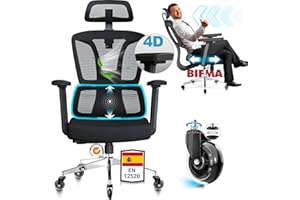 MELOKEA Silla de Oficina Ergonómica 200 KG, Reposabrazos 4D, Profundidad de Asiento Ajustable, Inclinación de 4 Posiciones, Ruedas de Goma Antirayaduras, Respaldo Alto, Silla Ergonomica Escritorio