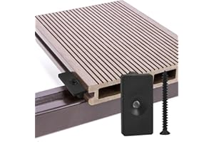 JINTANG 200 pcs Composite Decking T- Clips, 6mm WPC T Clips, Decking Clip Plastic Fixings, Hidden Deck Fasteners Board Clip with Composite Deck Screws Black(Size: 34x18x10mm, Base Width: 5mm)