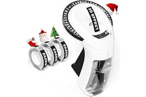 EazeID Embossing Label Maker, Vintage Embossed Label Maker, Retro 3D Embosser Balck Label Printer with 3 Tapes 3/8"(9mm), Old School Labeler Manual for Home Kids School DIY, Scrapbooking