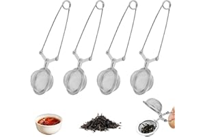 LUCKNIGHT 4 Piezas Pinza de Filtro de Té, Colador de Té Esférico de Acero Inoxidable, Colador Te, Infusor de Te, Apto para Tés, Especias, Infusiones de Frutas Fino Colador de Té Rellenable a Presión