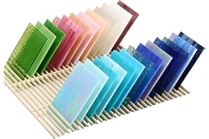 SERdeerCH 25 Sheets Stained Glass Pack,10 * 15CM Cathedral Glasses,Cathedral Art Glass for Mosaic Crafts & Supplies,Iridescent Colors DIY Home(Colorful)