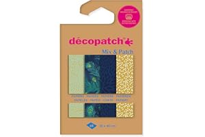 Décopatch DP041C - A Pouch of 4 Décopatch Sheets - Dimensions : 30x40 cm - Printed Paper, Golden Peacock - Mix & Patch - from 5 Years, DIY, Design, Renovation