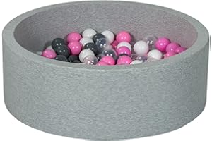 VELINDA Piscina Infantil para niños de Bolas pelotas 200 Piezas (Colores de Bolas: Blanco, Transparente, Rosa Claro, Gris)