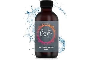 Colloidal Silver 500ml, 20ppm Amber Glass Bottle – UK Premium Liquid for Home & Travel – Crystal Health & Beauty