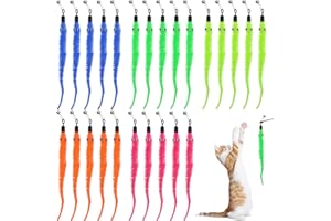 Bremorou 25 Stück Wurm Spielzeug Katzenangel Spielzeug Katze Ersatz Kätzchenstab Nachfüllung Katzenwurmspielzeug Nachfüllpackungen Katzenstab für Kätzchentraining