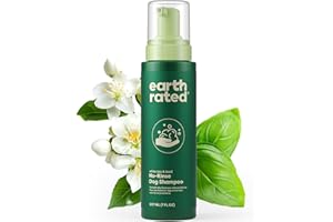 Earth Rated No-Rinse Dog & Puppy Shampoo, Convenient Waterless Dog Shampoo for Cleaning, Conditioning & Detangling, for All Coat Types, Refreshing White Tea & Basil Scent, 7 oz.