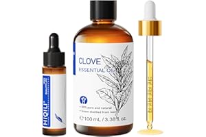 ‎HIQILI HIQILI Clove Oil 100 ml, 100% Pure Natural Essential Aromatherapy Oil, Fragrance Oils for Aromatherapy, Diffuser, Humidifier, Skin Care, Relaxing, Home, DIY