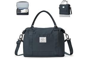 WEPLAN Bolsa de Viaje 40x20x25 Ryanair Bolso Viaje Mujer Avion Cabina Bolsa Fin Semana Deporte Mujer Hombre con Compartimento de Zapatos Bolso Gimnasio Hospital Equipaje Mano Travel Bag,Gris Pizarra