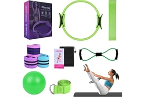 DIGSCAPE Better - Kit de pilates, kit esencial de pilates para mujeres, bandas de glúteos para entrenar glúteos, pelota de yoga, 25 cm, figura 8, bandas de resistencia para estirar