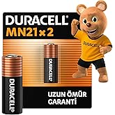 Duracell Mn21 &Ouml;zel Alkalin Pil (2&rsquo;Li Paket) 12V (A23 / 23A / V23Ga / Lrv08 / 8Lr932) &ndash; Uzun Kullanım &Ouml;mr&uuml; Garantili &ndash; Kablosu