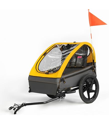 SEPNINE Kinderaanhanger voor fiets, fietsaanhanger voor 1-2 kinderen, met 5- punts veiligheidsgordel, luchtbanden, handrem, opvouwbaar, max. 40 kg (donkerblauw