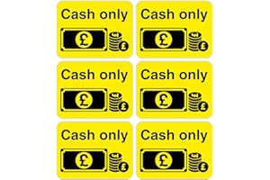 ASTON SAFETY SIGNS Set of 6 Cash only Signs. 120mm x 90mm self Adhesive Stickers. Ideal for Shops, garages, Pubs etc. Easy to Apply