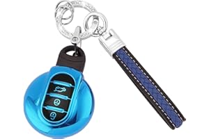 ‎KOAUDB Koaudb Autoschlüssel-Hülle für BMW Mini Cooper, weiches TPU-Smart-Schlüsselgehäuse mit Schlüsselband, passend für BMW Mini Cooper F54 Clubman F55 F56 F57 F60 Countryman (CL-Mn-3-E)