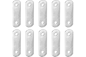 DTGN 30 x 8 x 0,8 mm (L x B x D) platt rak konsolplatta – 10 pack – bra för möbler reparation – rostfritt stål klammerplatta – silverton