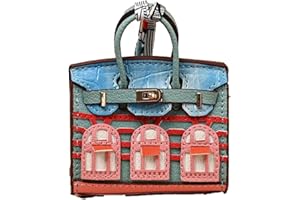 Generisch Women Leather Bag Purse Charms,Cute Car Keychains Handbag,Preppy Keychains Backpack Ornaments for Girls Mini House Shape
