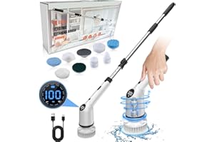 EBUYFIRE Elektryczna szczotka do czyszczenia 9 w 1, nowa szczotka do czyszczenia z 9 wymiennymi głowicami, trzy prędkości regulacji, nadaje się do łazienki, płytek, podłóg, kuchni, szkła i opon