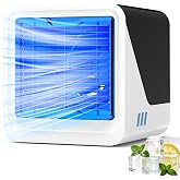 Portable Air Conditioner, 3 in 1 USB Quiet Evaporative Air Conditioner, Fan with Water 500ml, 3 Speeds, Light 7 Colors, Tubel