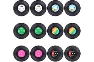 KEESIN Osavasos de Vinilo Antideslizante, Retro de Discos de CD Tapete Aislado para Taza de Café, 12 Unidades (Tipo A)