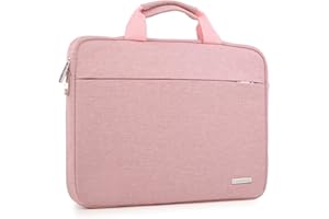 LeadsaiL Funda para Laptop de 15.6 Pulgadas, Funda para Chromebook con Bolsillo, Protección de 360°, a Prueba de Golpes, Resistente al Agua, Forro Suave Acolchado para MacBook Air/Pro - Rosa