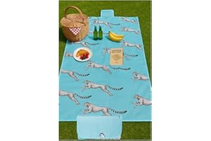 Haus Projekt Couverture Pique-Nique imperméable léopard Bleu, 200x150cm, Pliable, Tapis Pique-Nique, Poche Fermeture Invisible, résistant au Sable, Accessoires Camping, Plage, randonnée, Festival