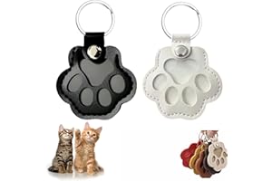 CUVZORA 2pcs Schlüsselanhänger für Tierhaare, Tierhaar Andenken mit Katzenpfoten Design, Leder Schlüsselanhänger zur Erinnerung an Ihr Haustier, Geschenk für Tierliebhaber (Schwarz Weiß)