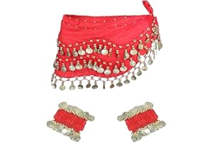 XDGBGFN Bauchtanz Hüfttuch mit Armband, Damen Bauchtanz Accessoires Gürtel Chiffon Hüfttuch Bauchtanz Hüfttuch Gürtel