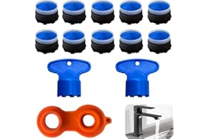 SSKHE 10 aeratori per rubinetti con 2 chiavi di miscelazione, 1 strumento aeratore per tap, M18.5, set per tap strainer in plastica, adatto per bagno e acqua in cucina