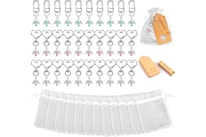 Anruyi Schutzengel Anhänger, 30 Stück Gastgeschenke Taufe Hochzeit Gastgeschenke Schutzengel Schlüsselanhänger Gastgeschenke Taufe Hochzeit mit Organza Säckchen kardieren Dankeschön(3 Stile)