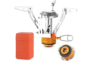 STARVORTEX Camping Stove Gas Portable, All-in-One Backpacking Stove, Foldable Camping Gas Burner, Piezo Lgnition Pocket Rocket, Stable Outdoor Cooker Fishing Stoves, Lightweight Camp Essentials for Adventure