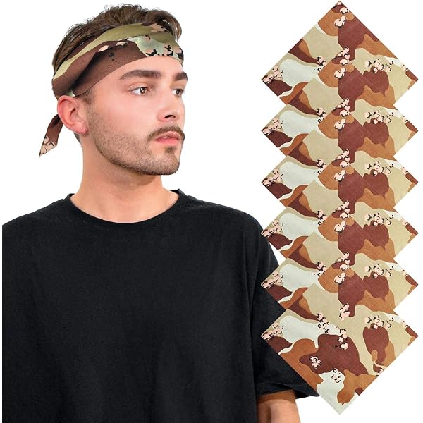 Honbay Camouflage Stirnbänder – 5 Stück, 100% Baumwolle, Elastisch, Für Sport & Outdoor