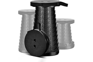 IMODOMIO Portable Folding Stool Lightweight Yet More Sturdy with Load Capacity 180 kg/397 lb, Retractable Plastic Foldable Collapsible Stool for Camping Fishing Hiking BBQ Outdoors Indoors Kitchen (Black)