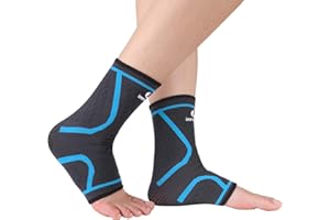 imrusan Supporto per Caviglia, Cavigliera Compressione Elastica, Tutore Fascia Cavigliere Sportiva Traspirante da Uomo e Donna, Protezione Caviglia, L Gray& Blue(1 Paio)