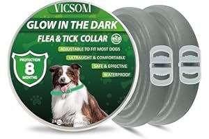 VICSOM Collares Antiparasitario para Perros, Luminoso Collar Antipulgas Perros, Collar de Pulgas y Garrapatas para Perro Impermeable Regulable, Válido 8 Meses para Perros de Todos los Tamaños 2Pcs Gris