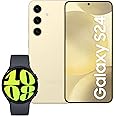Samsung Galaxy S24, AI Android Smartphone, 8GB RAM, 128GB Storage, 50MP Camera, Amber Yellow, 3 Year Manufacturer Extended Warranty with Watch6 Smart Watch, BT, 44mm (UK Version)