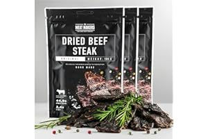 The Meat Makers Original Dried Beef Jerky Steak (300g) - Bistec de cecina de vaca seca, Cecina de Vaca, Carne Seca, Snack de Carne, Alto en Proteínas, Bajo en Calorías. Carne seca para personas.