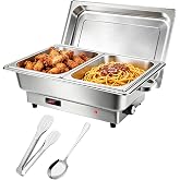 Electric Buffet Heater Stainless Steel 9L Chafing Dish Buffet | Adjustable Thermostat Heats Food and Includes 2 Trays GN 1/2