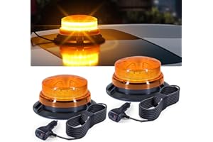 AnTom gyrophare led 2 pièces, 9-60V gyrophare orange câble de 3 mètres et double interrupteur pour chariots élévateurs, tracteurs, remorques, UTV, SUV - Idéal pour les chantiers et la circulation rout