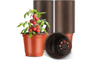 PEYOU 100 Pack 10cm Plastic Plant Pots, Reusable Seed Seedling Pots Plant Flower Nursery Pots for Seeds, Seedlings, Flowers, Vegetable, Cuttings, Transplanting with 100 Plant Labels