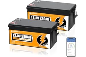 ECO-WORTHY 2-Packs 12V 280AH LiFePO4 Lithium Battery with Bluetooth,Low-Temp,6000+ Cycles,7168Wh Energy,Perfect for Home, Motorhome,Boat,Emergency Power