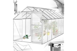 tectake Invernadero de Jardín de Aluminio y Policarbonato, Caseta Jardín Exterior 375x185x195, Vivero Huerto Casero 6,93m³, Invernadero Terraza para Cultivo de Plantas